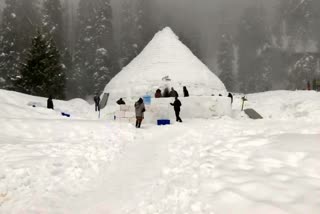 world largest Igloo cafe in Gulmarg, world largest Igloo cafe in Jammu and Kashmir, Igloo cafe news, ಗುಲ್ಮಾರ್ಗ್​ದಲ್ಲಿದೆ ಪ್ರಪಂಚದ ಅತಿದೊಡ್ಡ  ಇಗ್ಲೂ ಕೆಫೆ, ಜಮ್ಮಕಾಶ್ಮೀರದಲ್ಲಿದೆ ಪ್ರಪಂಚದ ಅತಿದೊಡ್ಡ  ಇಗ್ಲೂ ಕೆಫೆ, ಇಗ್ಲೂ ಕೆಫೆ ಸುದ್ದಿ,