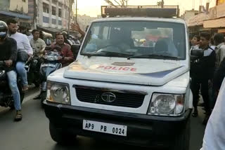 police vehicle crashed into a pedestrians in hyderabad old city