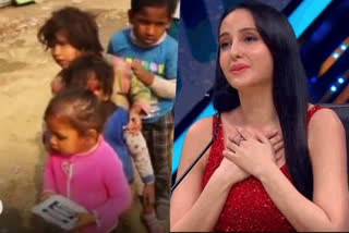 Nora Fatehi cries happy tears as fans feed 300 underprivileged kids on her birthday - video