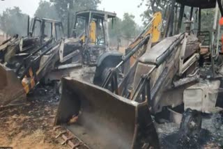 Maoists set fire on JCB machines and tractor in Kandhamal
