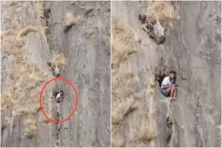 Youth trapped in hill cleft