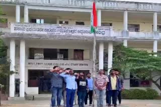 National flag hoisted in college campus in Shivamogga