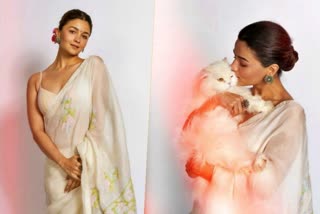 Alia Bhatt looks resplendent in this white floral saree