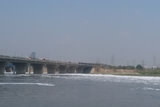 White foam seen in Yamuna near Kalindi Kunj barrage