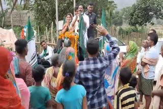 bjd mla  ramesh sai campaigning for panchayat poll