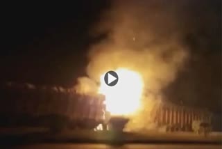 fire in truck in kaimur
