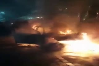 Burning car in Gurugram