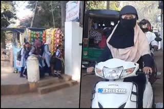 Muslim girls came school wearing hijab at Belagavi