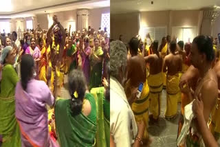 Rutviks and devotees dance at Sri Ramanuja sahasrabdi celebrations