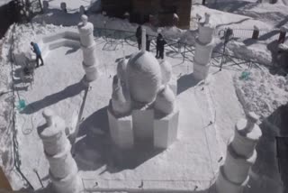snow sculpture of the Taj Mahal