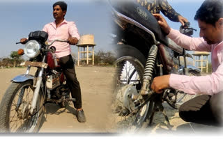 Two-wheeler on electric charging made by a farmer from Nanded