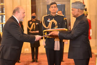 President Ram Nath Kovind accepted credentials from the new high commissioner of Tanzania and the ambassadors of Djibouti, Serbia and North Macedonia at the Rashtrapati Bhavan on Wednesday.