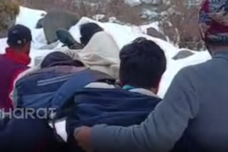 Uttarkashi elderly man brought to hospital by villagers after walking 16 km on snowy road