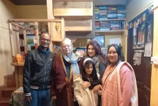 Actress Twinkle Khanna meets Ruskin Bond