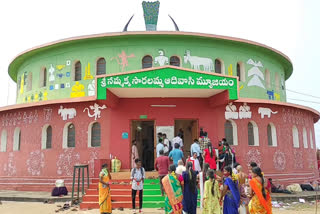 Devotees visiting medaram Tribal museum in huge number