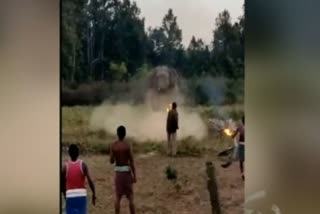 The elephant was driven away by the brave forest guard with the help of a torch
