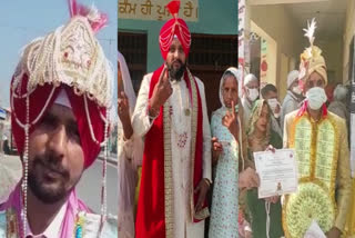 Bride and groom casts their vote before marriage