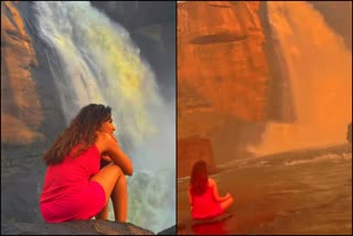 Samantha is in Kerala Athirappilly Falls