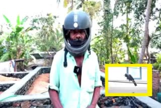 Olikkara Native Wears Helmet To Save Himself From Crow Attack