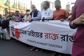 kolkata civil society organize a protest rally for anis khan