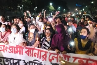 Student organizations protest in Kolkata against the killing of Anis