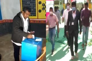 minister padmini dian and tribal leader nachika lenga casts vote for panchayat election