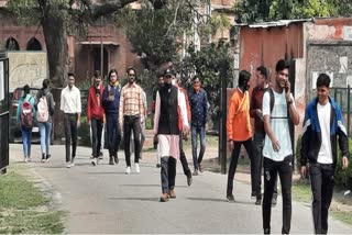 Yogi Youth Brigade organization guarded outside the college