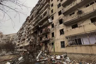 Kyiv city Residential Building hit by Shelling