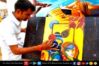 जिला कारागार मेरठ  Meerut latest news  etv bharat up news  सजायाफ्ता आशिक  किस्सा सजायाफ्ता आशिक की  बना डाली अनगिनत पेंटिंग्स  जिसने मोहब्बत की याद  A lover painter in Meerut  Meerut district jail  made countless paintings  चौधरी चरण सिंह जिला कारागार  गौरव प्रताप उर्फ अंकुर  आजीवन कारावास की सजा  किस्सा सजायाफ्ता आशिक की