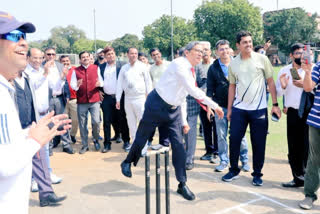 Chief Justice of India (CJI) N V Ramana on Saturday inaugurated a cricket tournament of the Supreme Court Bar Association (SCBA) at a ground here by bowling to SCBA president Vikas Singh.