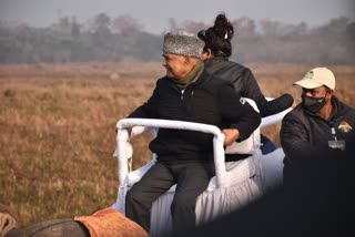 Kovind enjoys elephant ride in Kaziranga  Kaziranga National Park  Kovind in Kaziranga National Park  President enjoys elephant ride  President Ram Nath Kovind Assam visit  Ram Nath Kovind enjoys elephant ride in Kaziranga National Park  രാഷ്ട്രപതി രാംനാഥ് കോവിന്ദ് അസം സന്ദർശനം  ആസാം സന്ദർശനത്തിനിടെ ആന സവാരി നടത്തി രാഷ്ട്രപതി  രാഷ്ട്രപതി രാംനാഥ് കോവിന്ദ് കാസിരംഗ ദേശീയ ഉദ്യാനം സന്ദർശനം  രാഷ്ട്രപതി കാസിരംഗ നാഷണൽ പാർക്ക് ആന സവാരി  രാഷ്ട്രപതി മൂന്നു ദിവസത്തെ അസം സന്ദർശനം  Ram Nath Kovind visited Kaziranga National Park