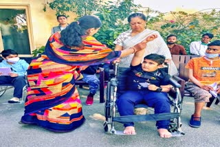 Vasundhara Raje met children with disabilities