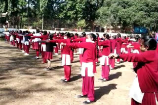 Karate training to girl students