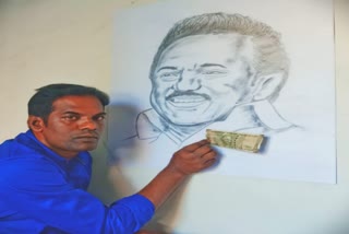 drawing teacher drew cm stalin image using 500 rs note