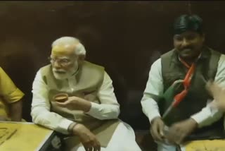PM Narendra Modi enjoys chai