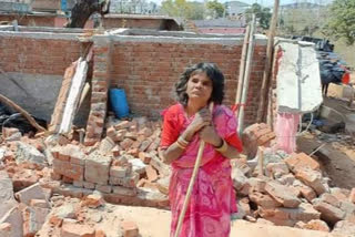 Forest department demolished house of visually impaired elderly woman in giridih