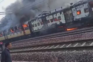 fire accident in train