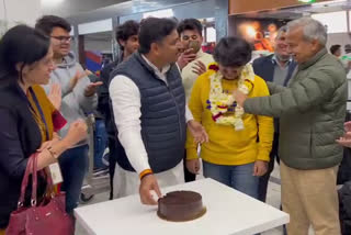 Rajasthan Ministers Cut Cake Of Udaipur Student
