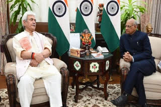 Ranchi: J&K LG Manoj Sinha meets Jharkhand Governor Ramesh Bais