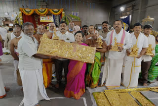 Gold shields for Yadadri Divyaratha
