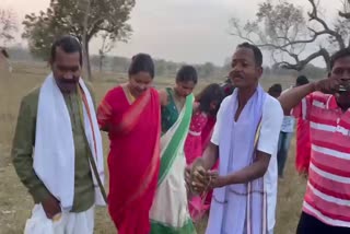 Former Chief Minister Madhu Koda and MP Geeta Koda dance on Mage festival in Chaibasa