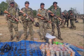 arms and cartridges of naxalites recovered by lohardaga police