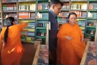 Uma Bharti vandalises liquor shop in Bhopal