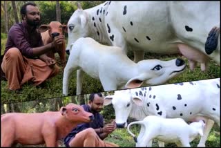 Chithran kunhimangalam Cows sculptures  ഒറിജിനലിനെ വെല്ലും പശുവും കിടാക്കളുമൊരുക്കി ശില്‍പി ചിത്രൻ കുഞ്ഞിമംഗലം  ശില്‍പി ചിത്രൻ കുഞ്ഞിമംഗലം  കണ്ണൂര്‍ ഇന്നത്തെ വാര്‍ത്ത  Kannur todays news  Cows sculptures of Chithran kunhimangalam kannur