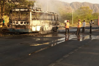 Roadways bus turned to ashes in Sirohi