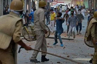 pelting-stones at security forces