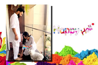 Mouni Roy and Suraj Nambiar celebrating first holi after marriage