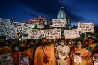 iskcon radhakanta temple vandalised in bangladesh many people injured