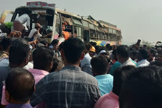 At least eight persons were killed after a private bus overturned near Palavalli Ghat in Karnataka Andhra Pradesh during the wee hours on Saturday.