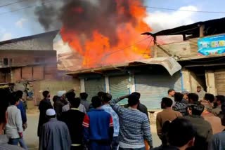 A house was gutted in a fire in Muran village of Pulwama